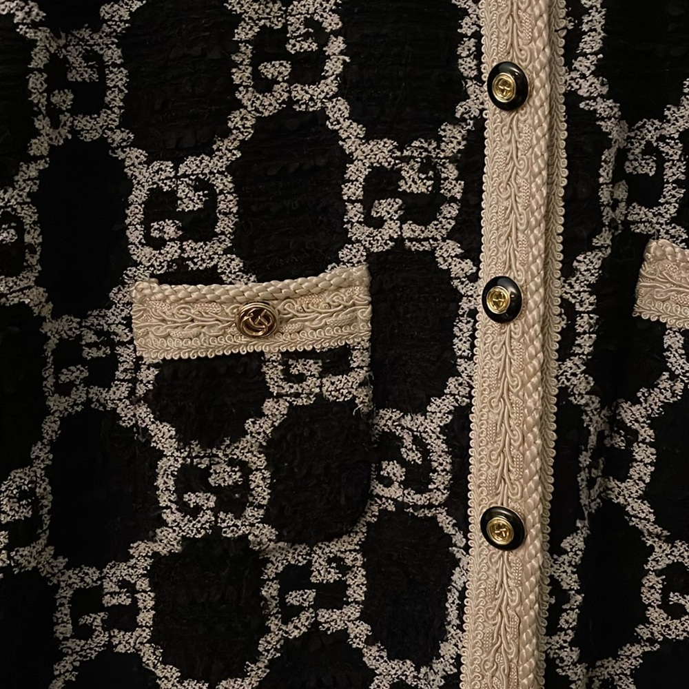 Gucci GG Logo Sweater Vest Coat Jacket Oversize  
Tweed Vest Black white - Picture 7 of 10